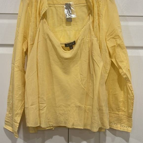 J. Crew Pintuck Lace-trim Top in Cotton Voile Pale Banana Yellow Size XXL - Picture 8 of 8